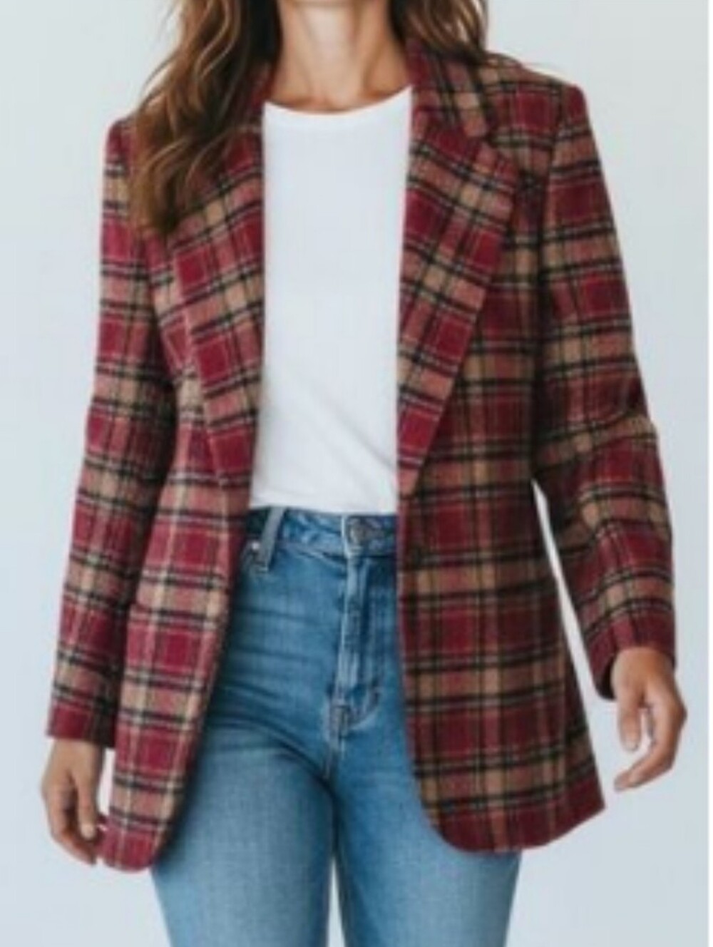 L.L. Bean Women's Vintage Wool Tartan Plaid Blazer Front Button - 18R